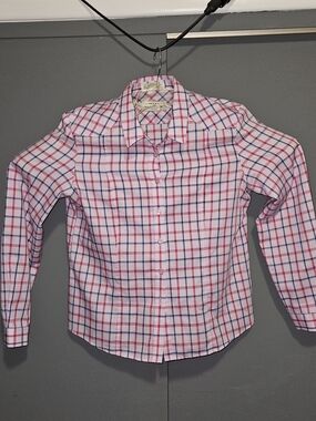 Orvis Womens Pink and Blue Plaid Button-Down Shirt Size 16